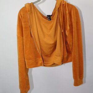 Women's Golden F21 Cropped Hoodie Size Large
